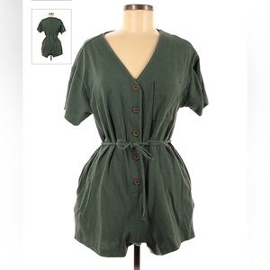 Old Navy Green Romper Button Down with Tie-Waist Sz XL